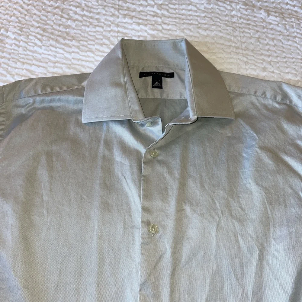 Banana Republic Men's Cotton Dress Shirt Light Gray XL‎